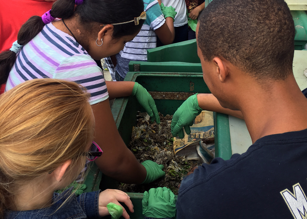 Ladera Vista Students helping out at U-ACRE vermicompost bins.